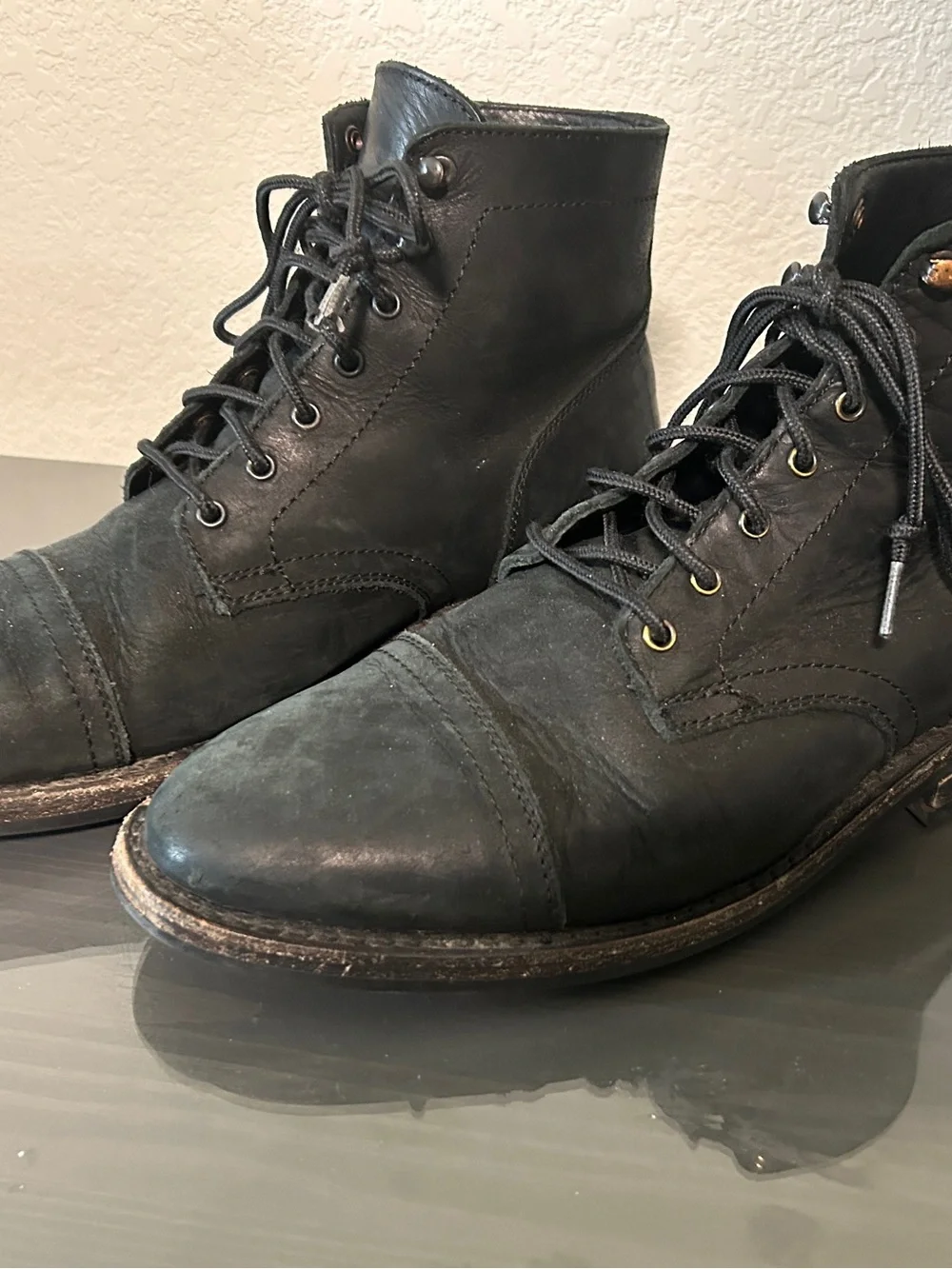 Thursday Boot Company Black Men's Lace-Up Cap-Toe Boots